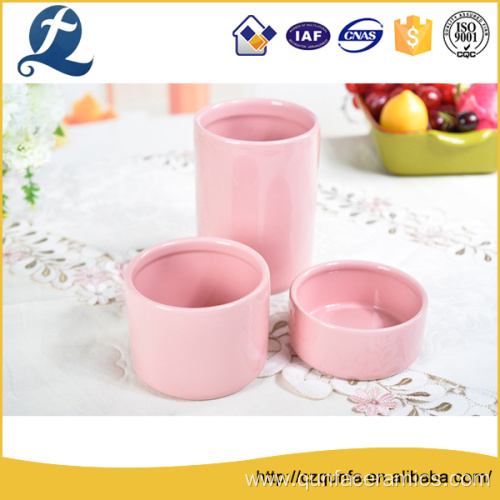 Solid candy color ceramic storage jar set canister